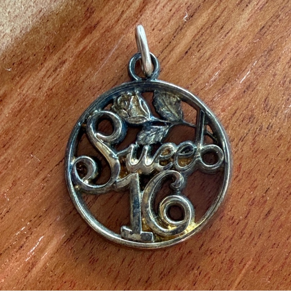 Vintage Wells Sterling Goldtone Sweet 16 Pendant Charm 1970's